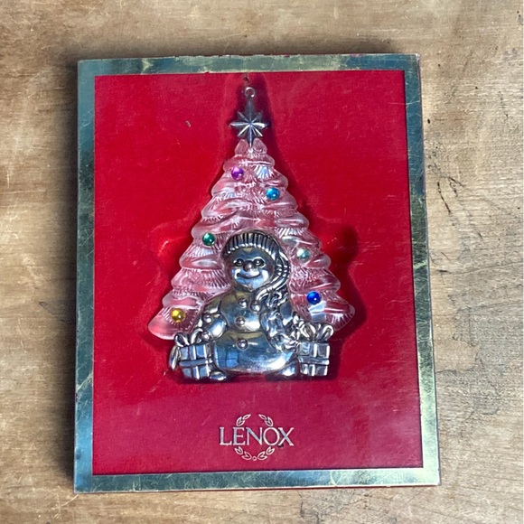 Lenox Snowman Christmas Ornament Silver Plated Winter Scenes in Box - Picture 1 of 6